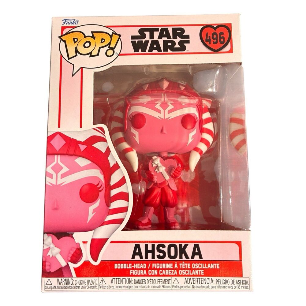 Star Wars AHSOKA Valentine Funko Pop Bobble Head #496 By Disney. New In Box.